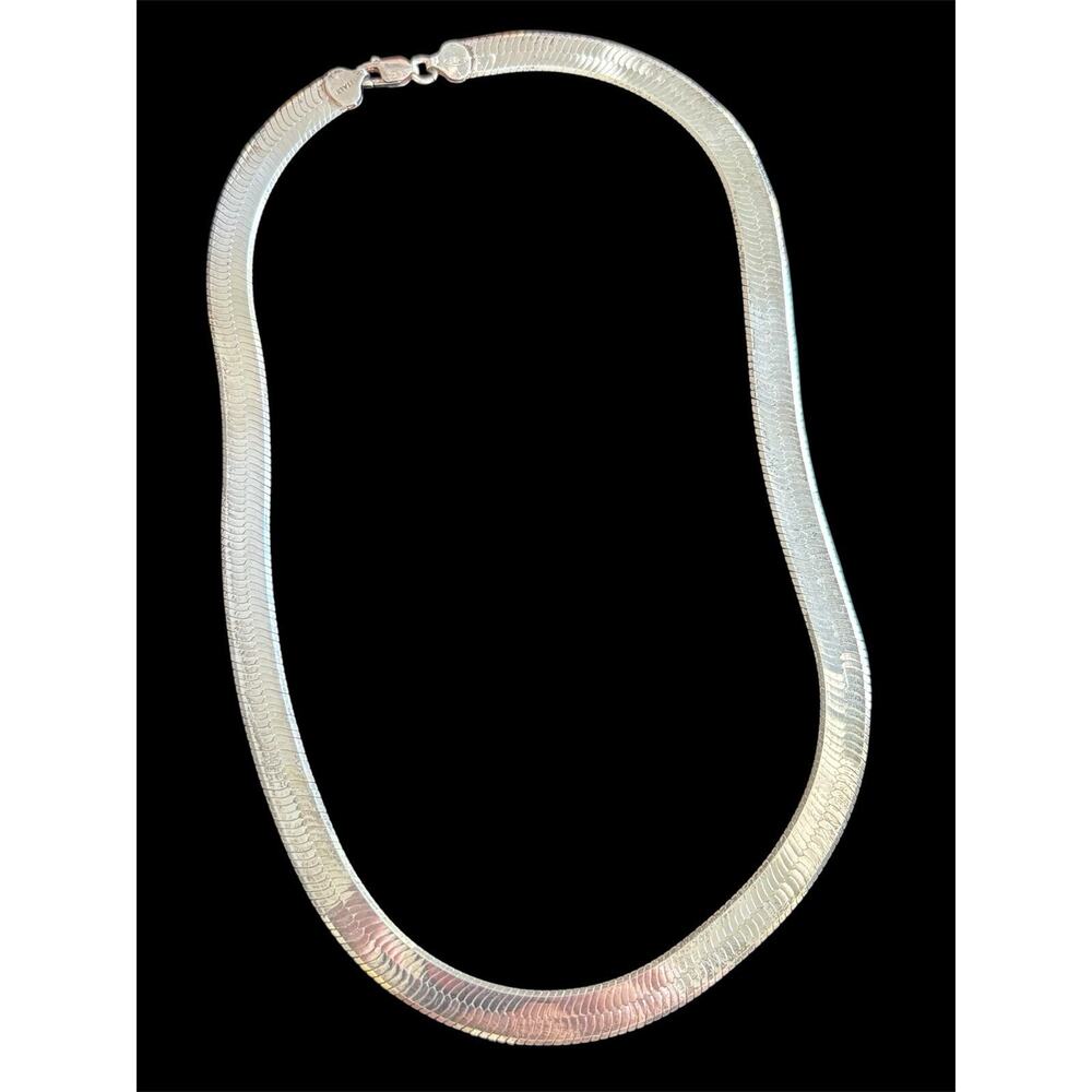 20” Italian Sterling Silver 9mm Wide Herringbone Chain Necklace 36.85g 925